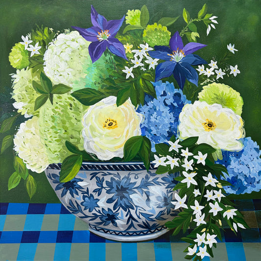 Gathered in Blue – Original Acrylic Floral Painting