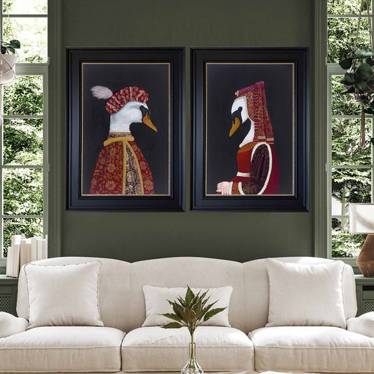 The Scheming Pharmacist and The Deceitful Wife – Original Medieval Swan Diptych Painting